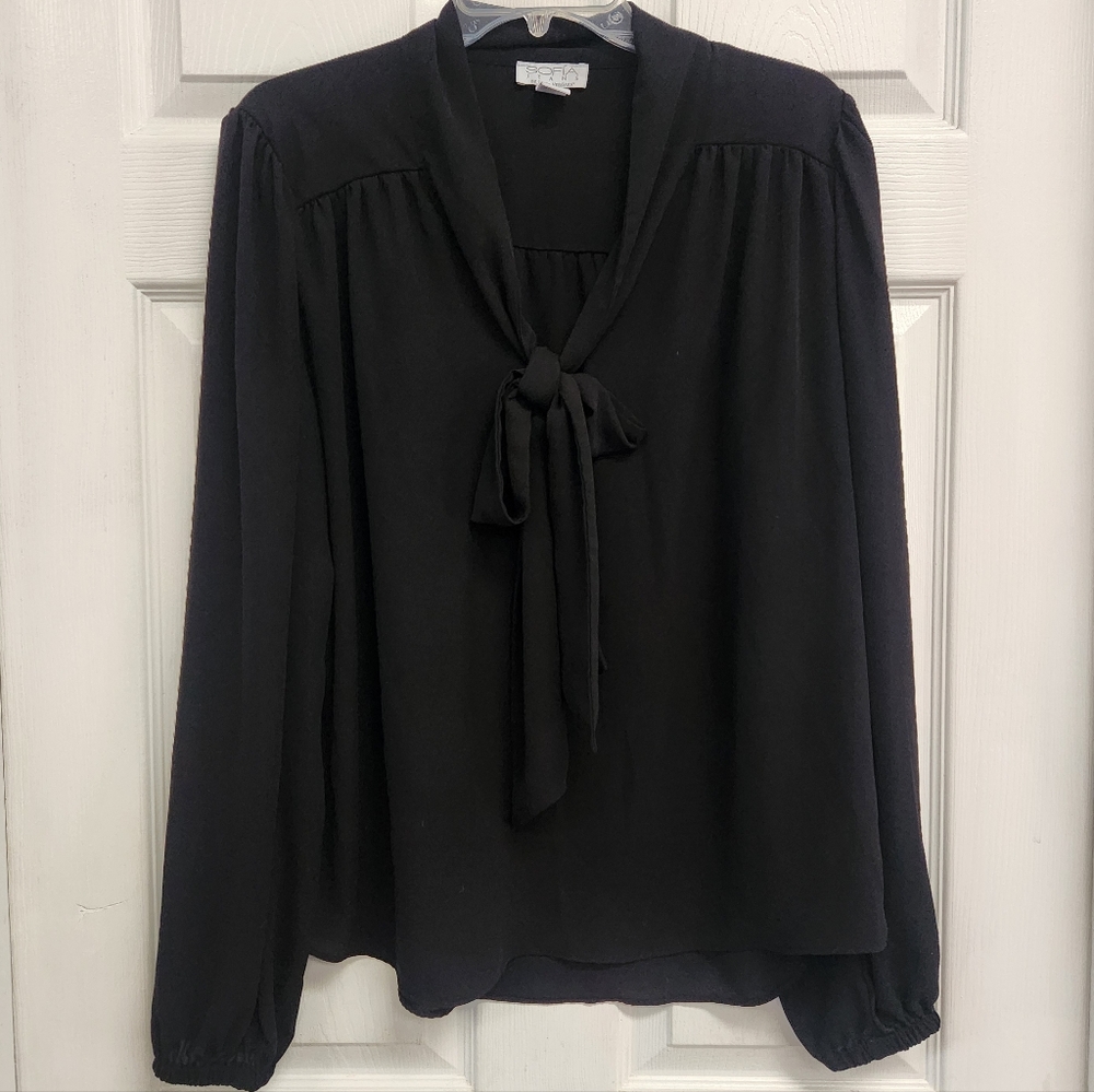 Sofia Women's Bow Blouse with Long Sleeves - Picture 3 of 10